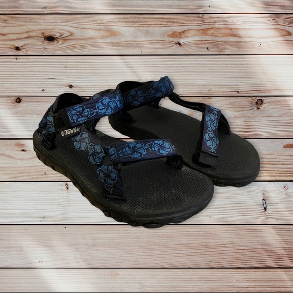 Teva Shoes - Teva Hurricane 4 Blue/Black Floral Strap Sandals